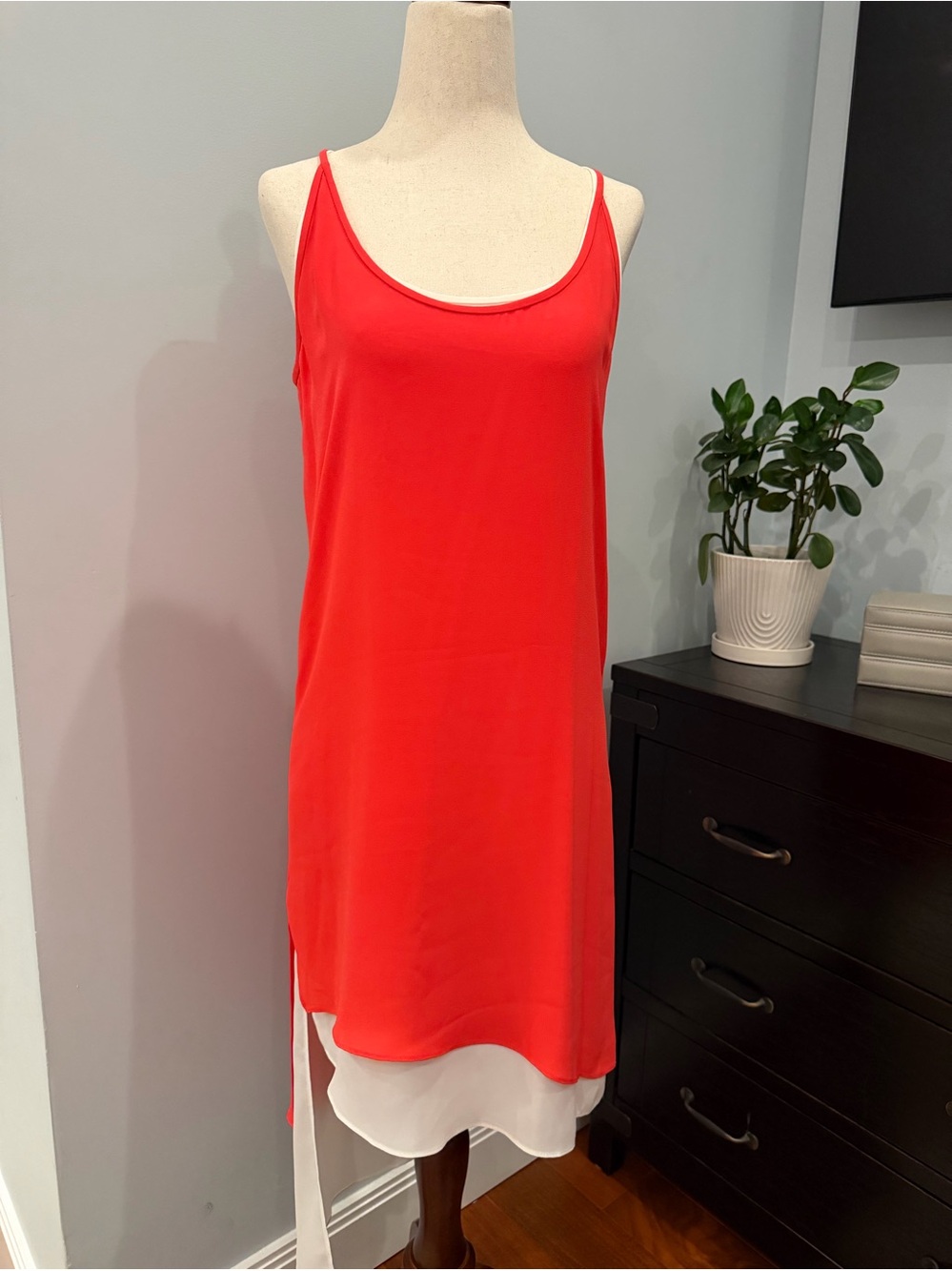 BCBGMaxAzria Coral Red Sleeveless Scoop Neck Dress